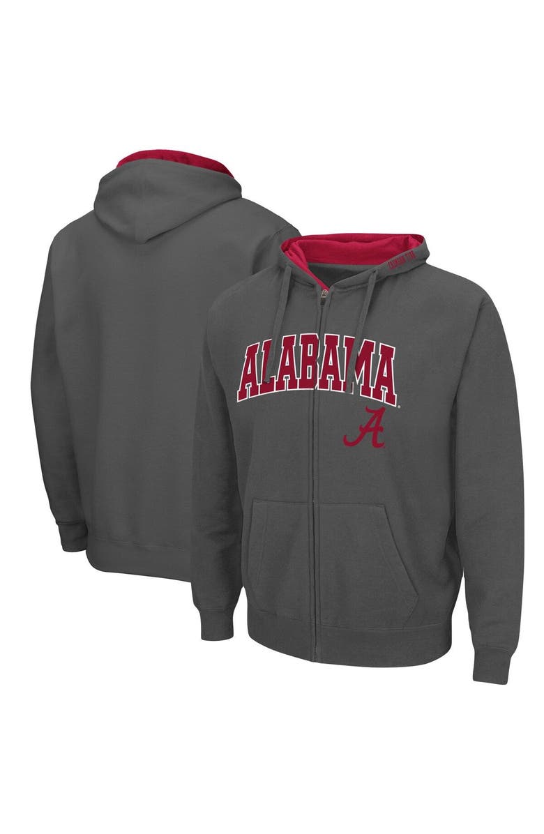 COLOSSEUM Men's Colosseum Charcoal Alabama Crimson Tide Arch & Logo 3.0 Full-Zip Hoodie, Main, color, Charcoal