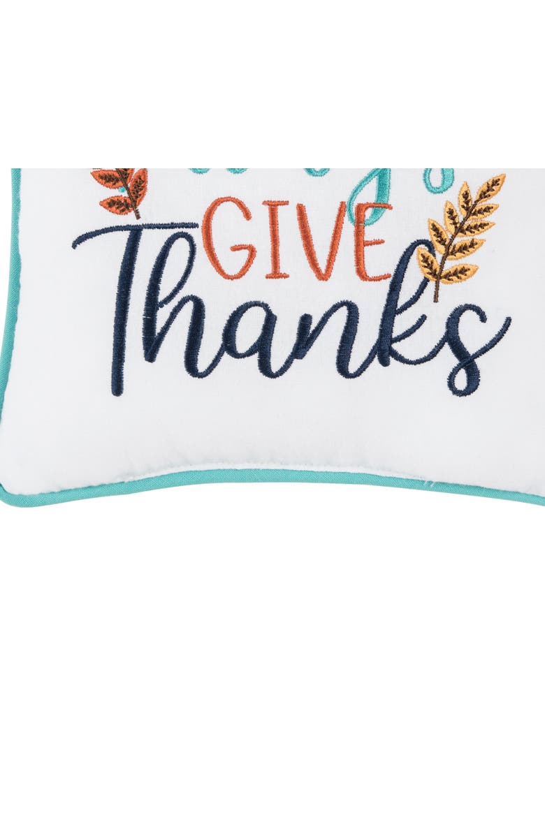Thanksgiving "In All Give Thanks" Wheat Flowers Accent Small/Petite Accent Pillow, 10" x 10", Alternate, color, Blue