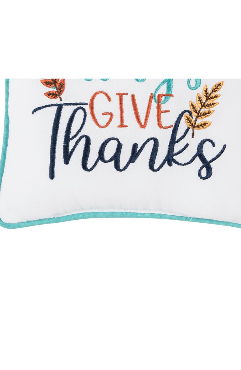 C&F Home Thanksgiving "In All Give Thanks" Wheat Flowers Accent Small/Petite Accent Pillow, 10" x 10", Alternate, color, Blue