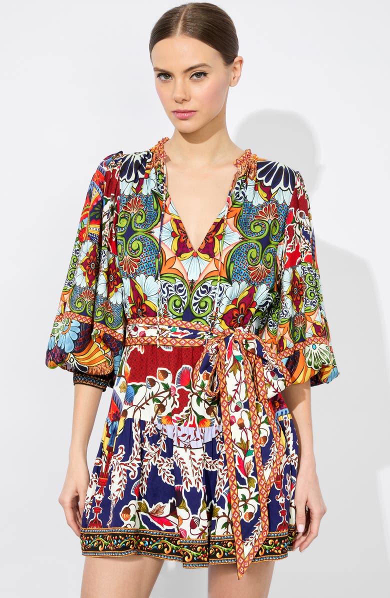 Alice + Olivia Sadie Belted Mini Shirtdress, Alternate, color, On The Road