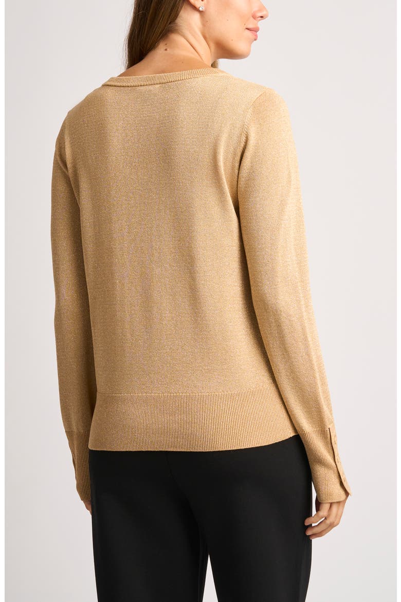 Metallic V-Neck Sweater, Alternate, color, WARM TRUFFLE LUREX