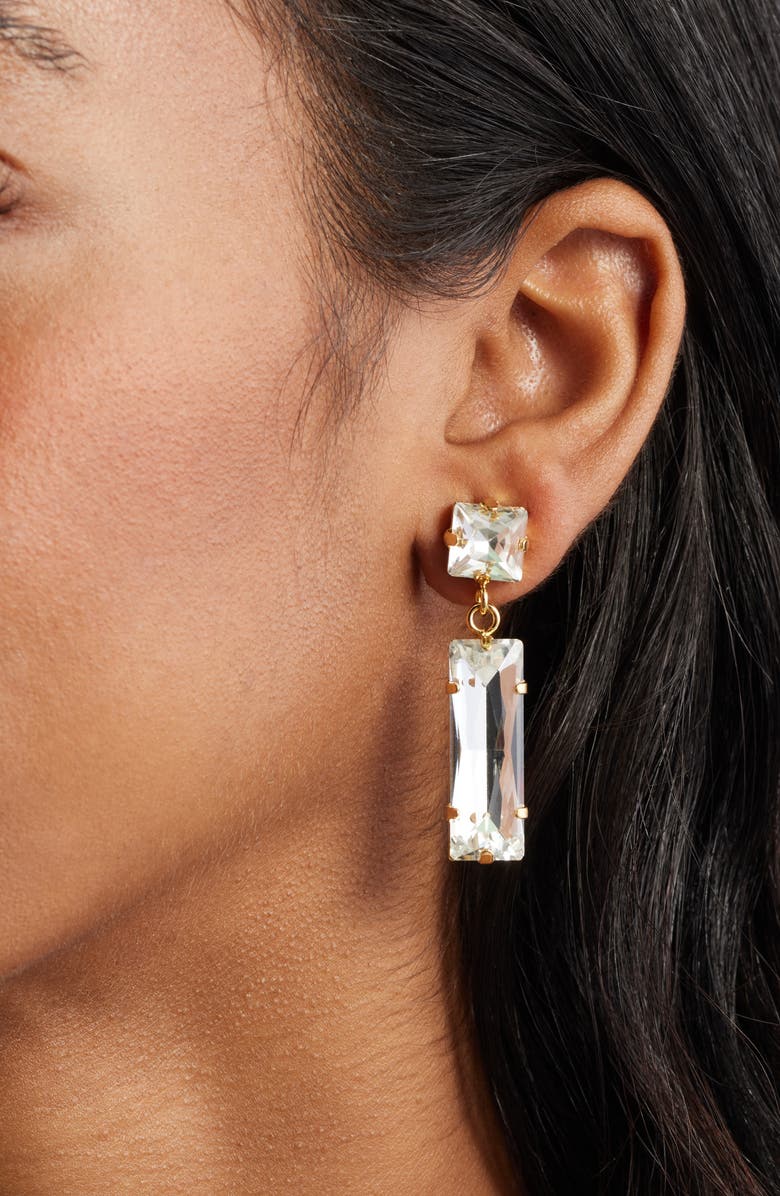 Kenneth Jay Lane Crystal Drop Earrings, Alternate, color, Gold