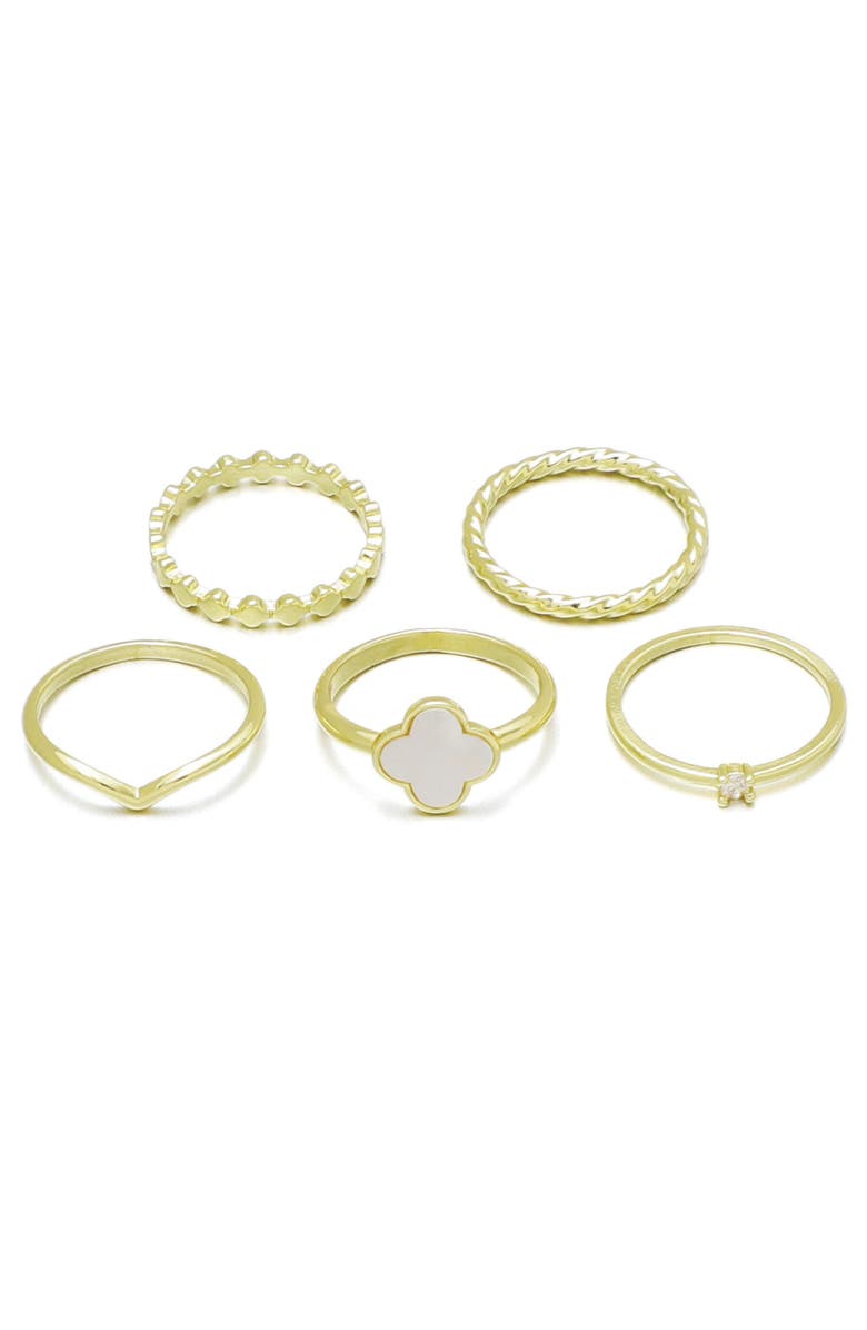 Adornia 5-Pack Rings, Main, color, Gold/ White
