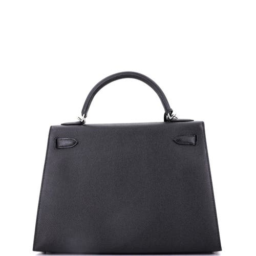 Pre-owned Hermes Hermes Kelly Handbag Black Epsom With Palladium Hardware 32 In Black