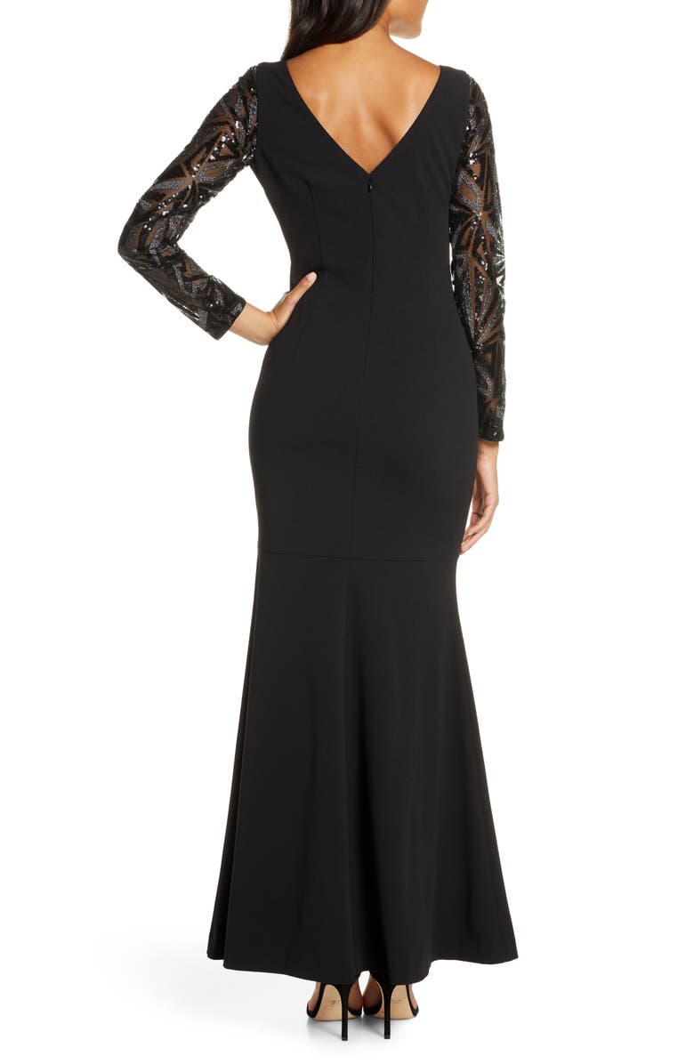 Vince Camuto Sequin Detail Long Sleeve Mermaid Evening Gown, Alternate, color, 