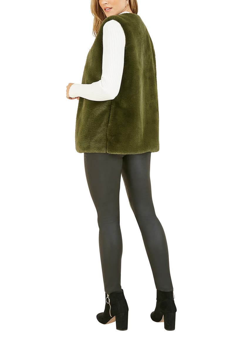 Faux Fur Gilet, Alternate, color, Green