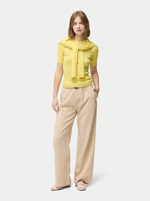 Gobi Mongolian Cashmere Ajour-knit Cashmere Silk Top In Blazzing Yellow