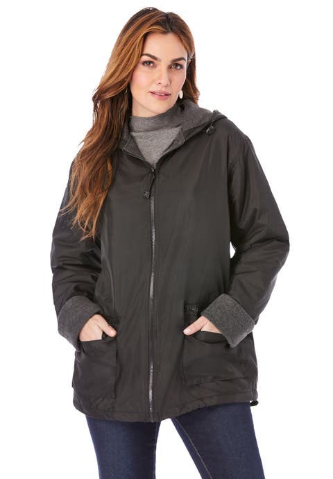 Plus Size Hooded Nylon Jacket