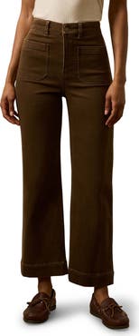 Faherty Patch Pocket High Waist Ankle Wide Leg Stretch Terry Pants