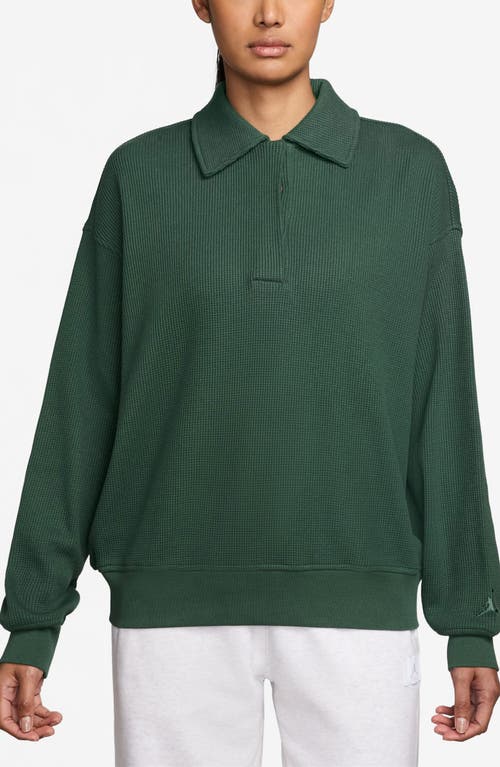 Jordan Flight Long Sleeve Waffle Knit Top In Green
