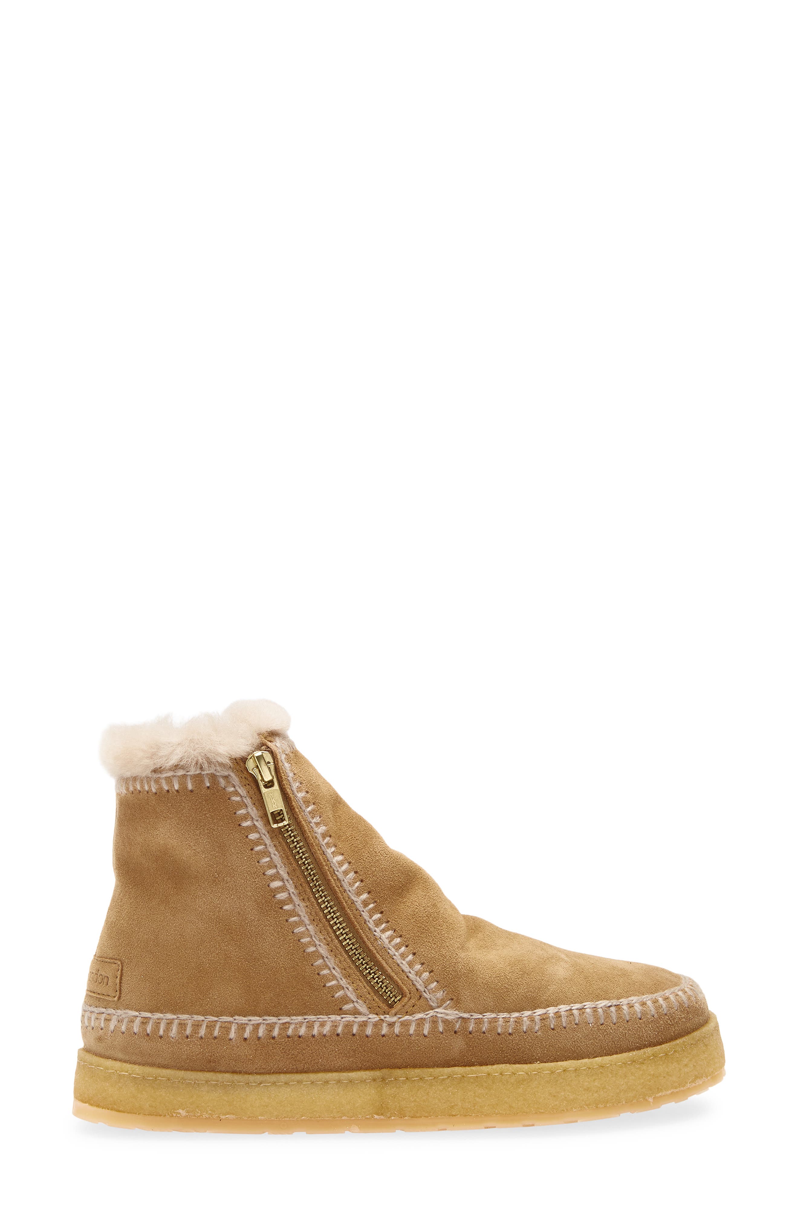 Setsu Genuine Shearling Lined Ankle Boot, Alternate, color, SAFFRON SUEDE / WHEAT