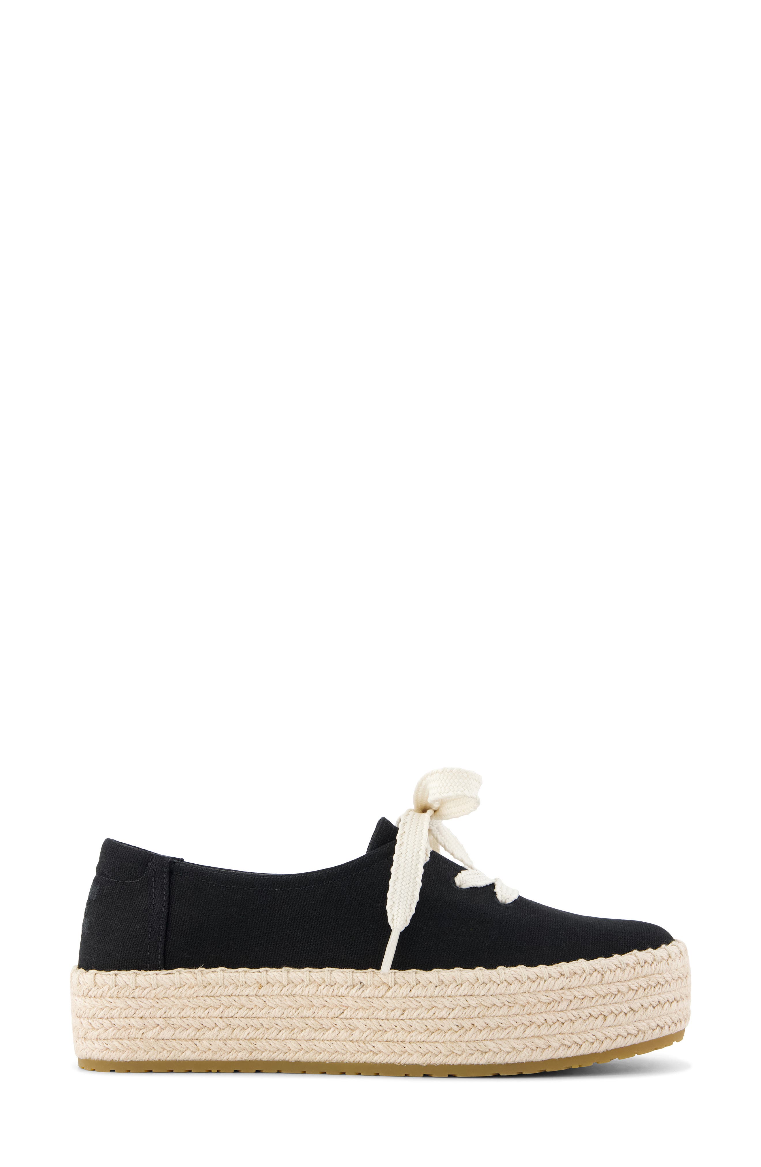 TOMS Valencia Lace-Up Platform Espadrille, Alternate, color, Black