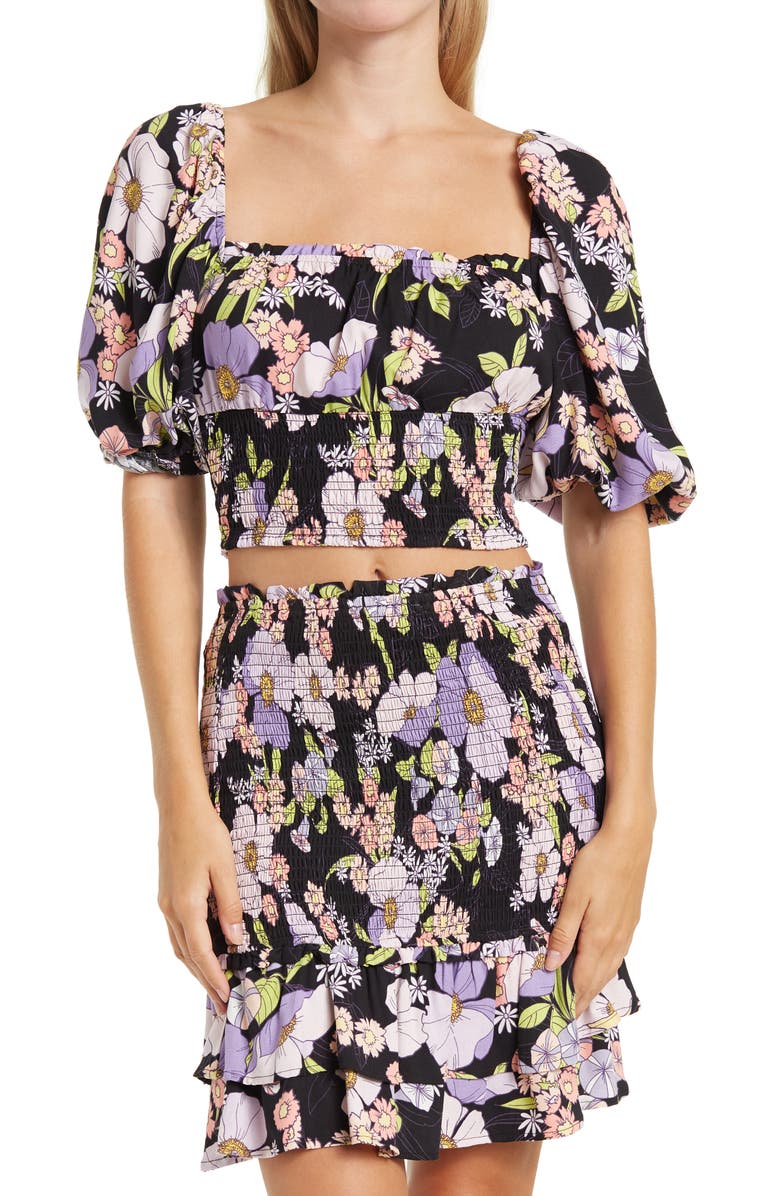 AFRM Waverly Smocked Crop Top, Main, color, 