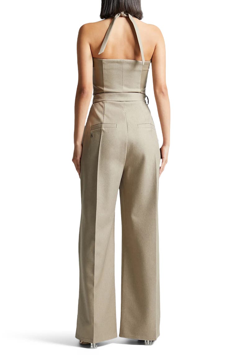 Sabine Tailored Pleat Jumpsuit with Belt, Alternate, color, Beige