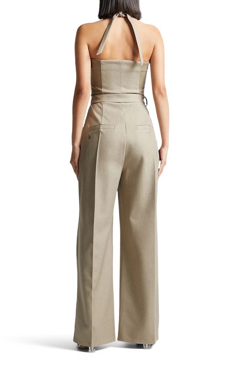 Manière De Voir Sabine Tailored Pleat Jumpsuit with Belt, Alternate, color, Beige