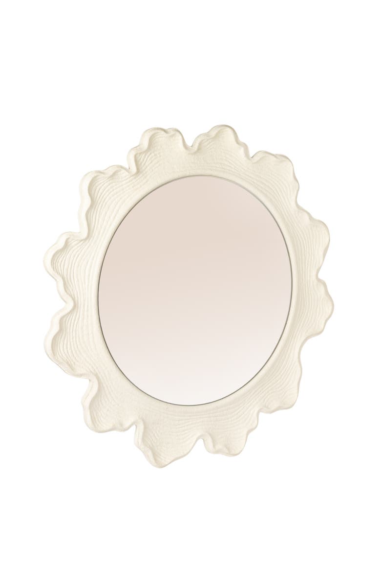 Olive Grove Faux Bois Round Wall Mirror, Main, color, White