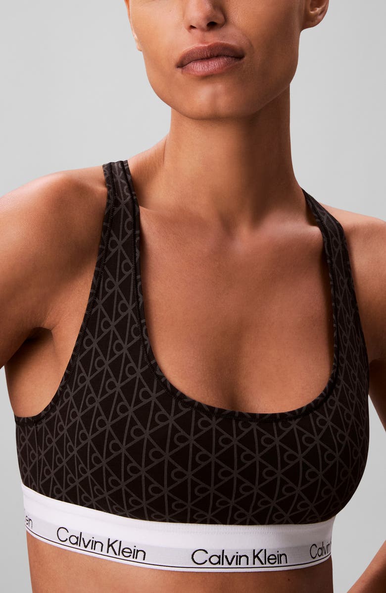 Calvin Klein Lightly Lined Racerback Bralette, Alternate, color, Black Seamless