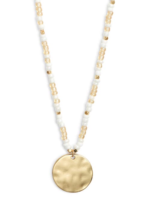 Hammered Coin Pendant Beaded Necklace