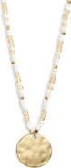 Nordstrom Hammered Coin Pendant Beaded Necklace