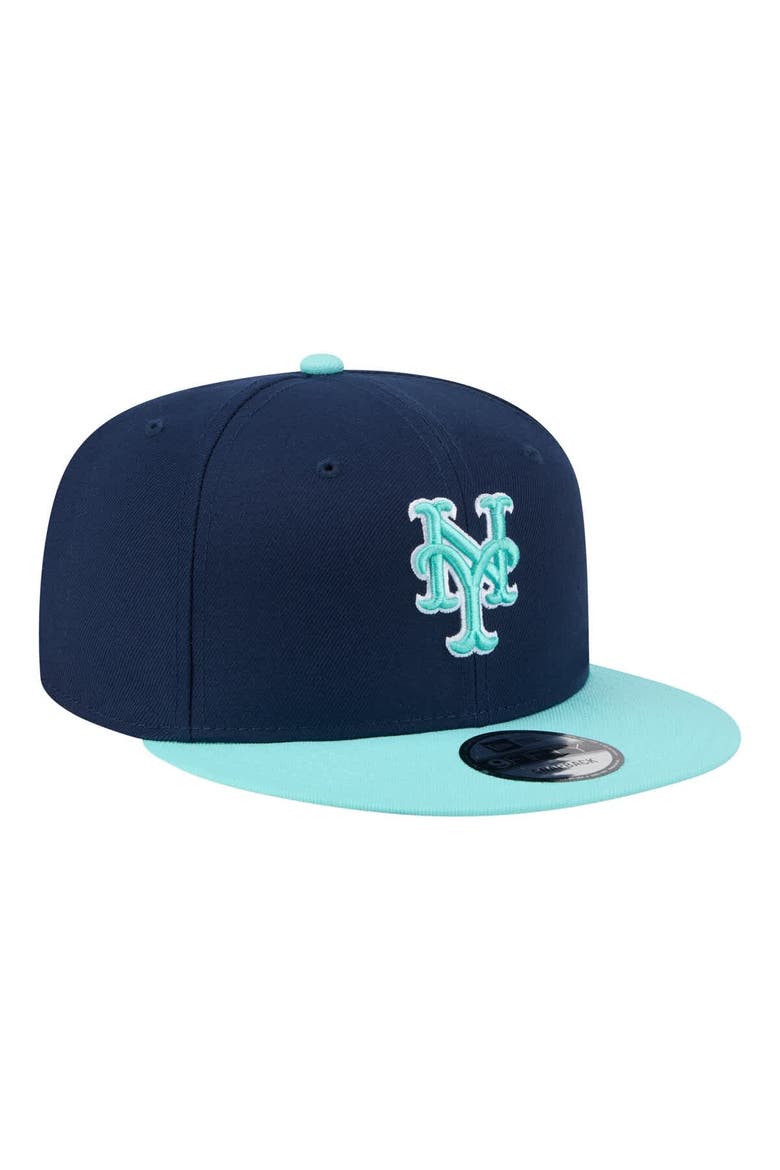 Men's New Era Navy/Turquoise New York Mets Two-Tone Color Pack 9FIFTY Snapback Hat, Alternate, color, Navy