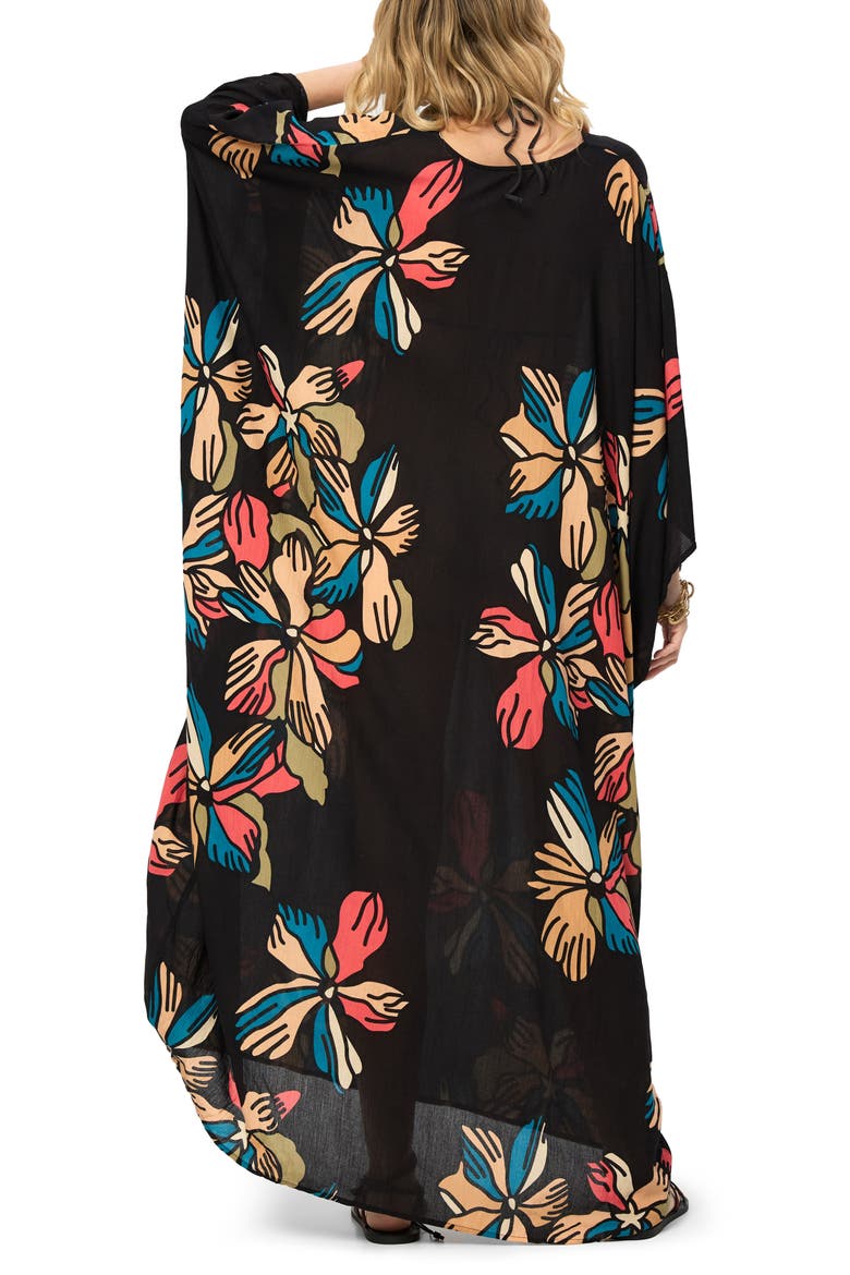 Island Bloom Caftan, Alternate, color, BLACK