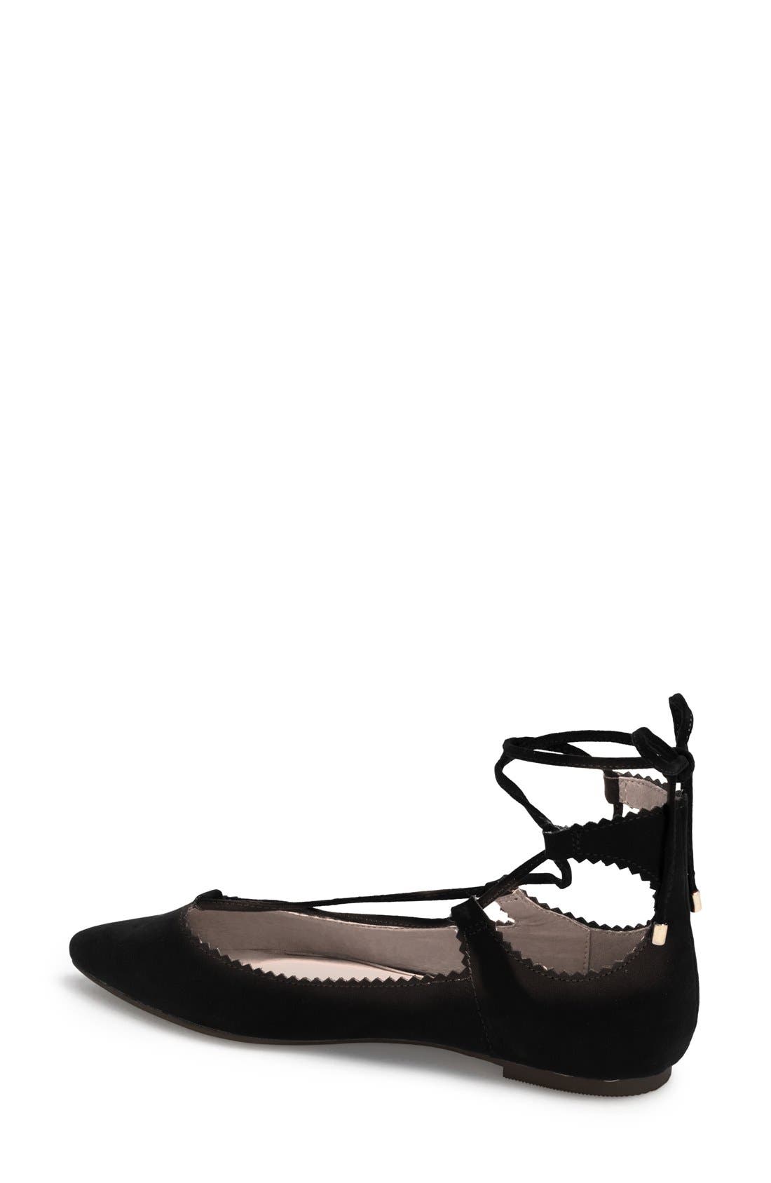 Topshop 'Finest Shillie' Lace-Up Pointy Toe Flat, Alternate, color, 