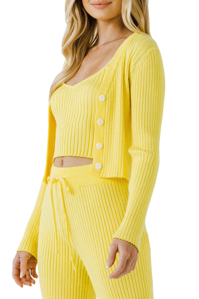 Ribbed Crop Cardigan, Alternate, color, LIME