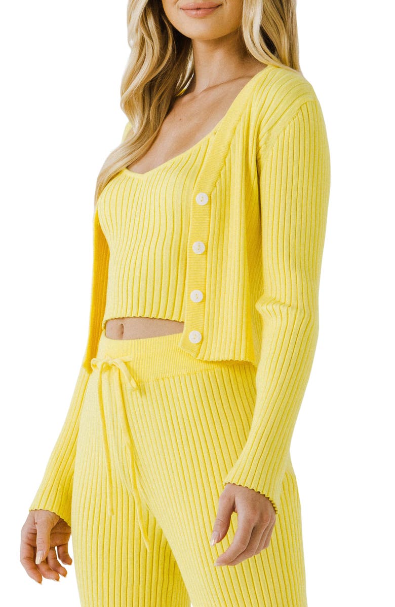 Endless Rose Ribbed Crop Cardigan, Alternate, color, Lime