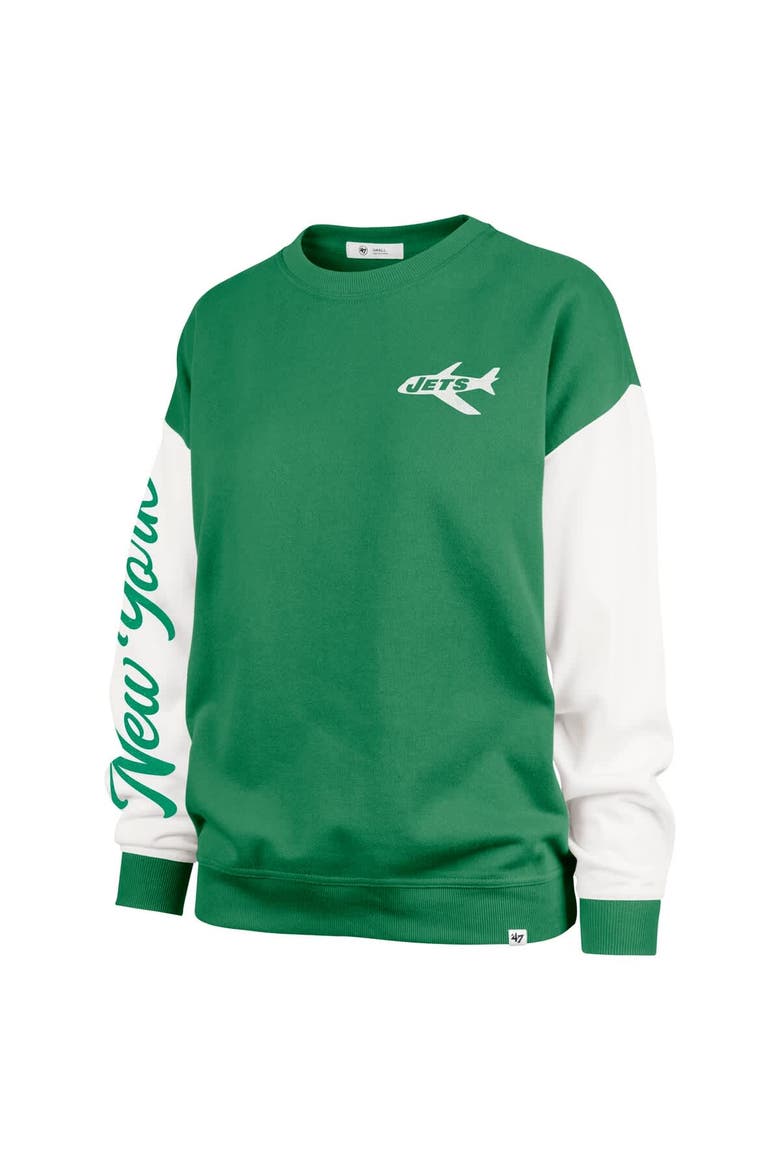 Women's '47  Green New York Jets Double Header Rise Andie Pullover Sweatshirt, Alternate, color, Green