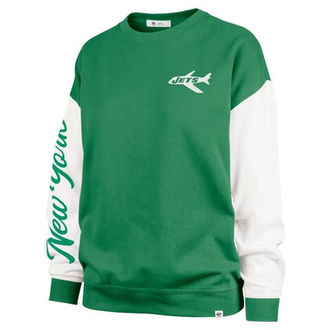 Women's '47  Green New York Jets Double Header Rise Andie Pullover Sweatshirt