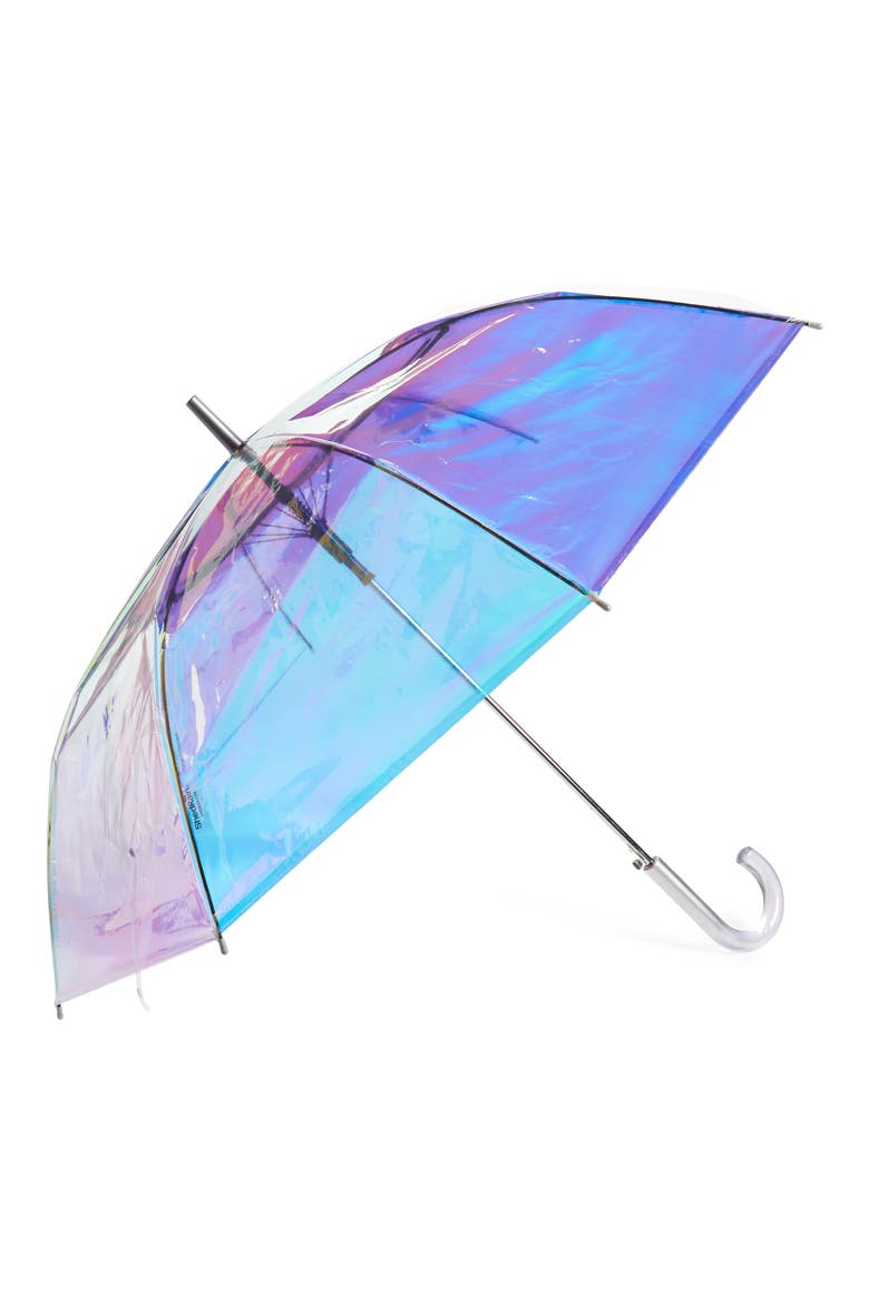 Iridescent Auto Open Stick Umbrella, Main, color, IRIDESCENT