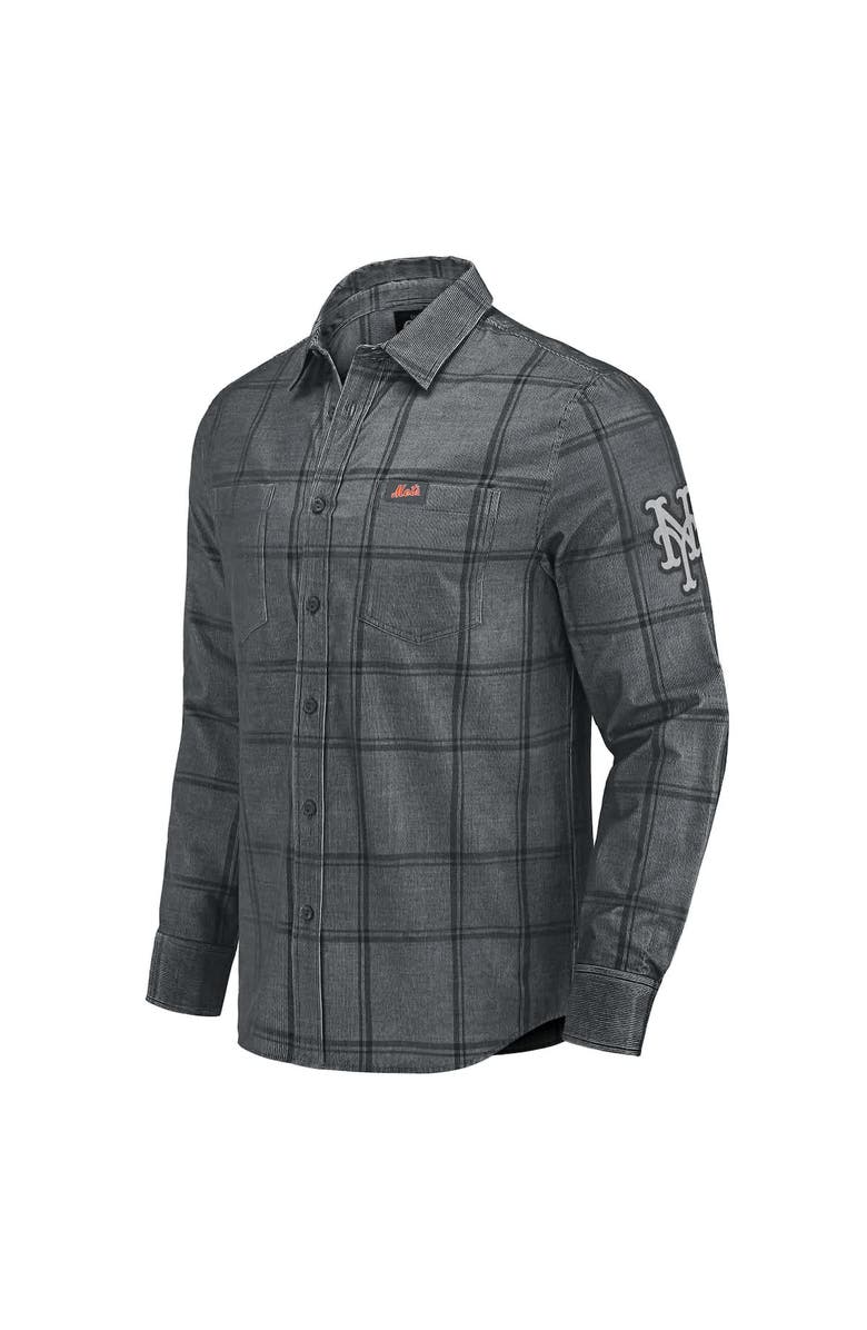 Darius Rucker Collection by Fanatics Men's Darius Rucker Collection by Fanatics Gray New York Mets Thin Wale Corduroy Plaid Button Up Shirt, Alternate, color, Gray