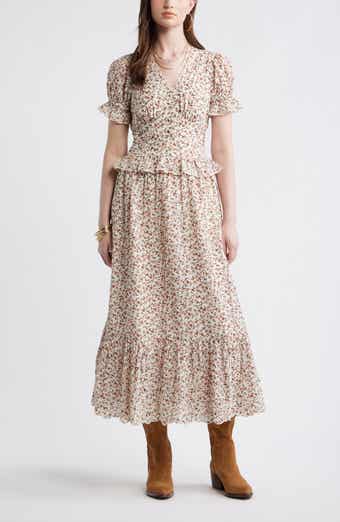 Cutwork Peplum Maxi Dress