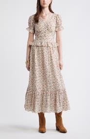 Treasure & Bond Cutwork Peplum Maxi Dress