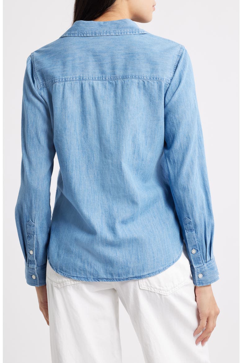 Kenna Pearly Bead Chambray Shirt, Alternate, color, MEDIUM WASH