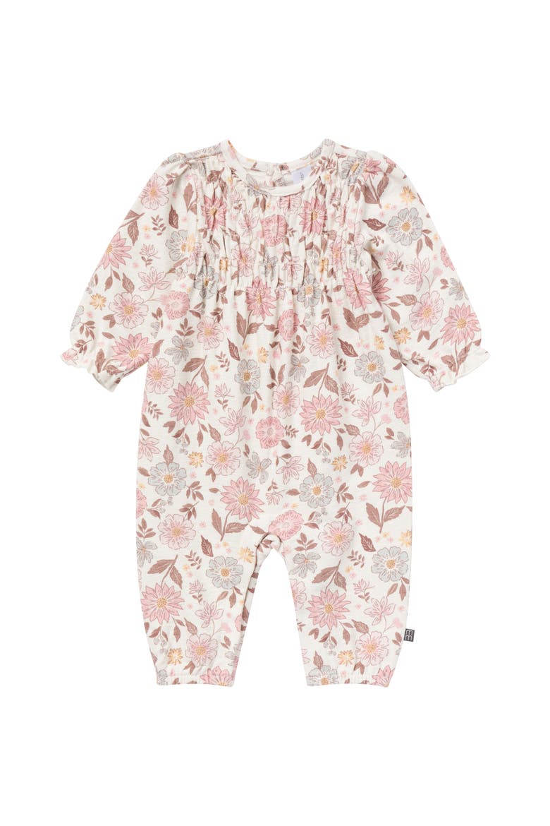 Smocked Long Leg Romper, Main, color, Flower Blossoms