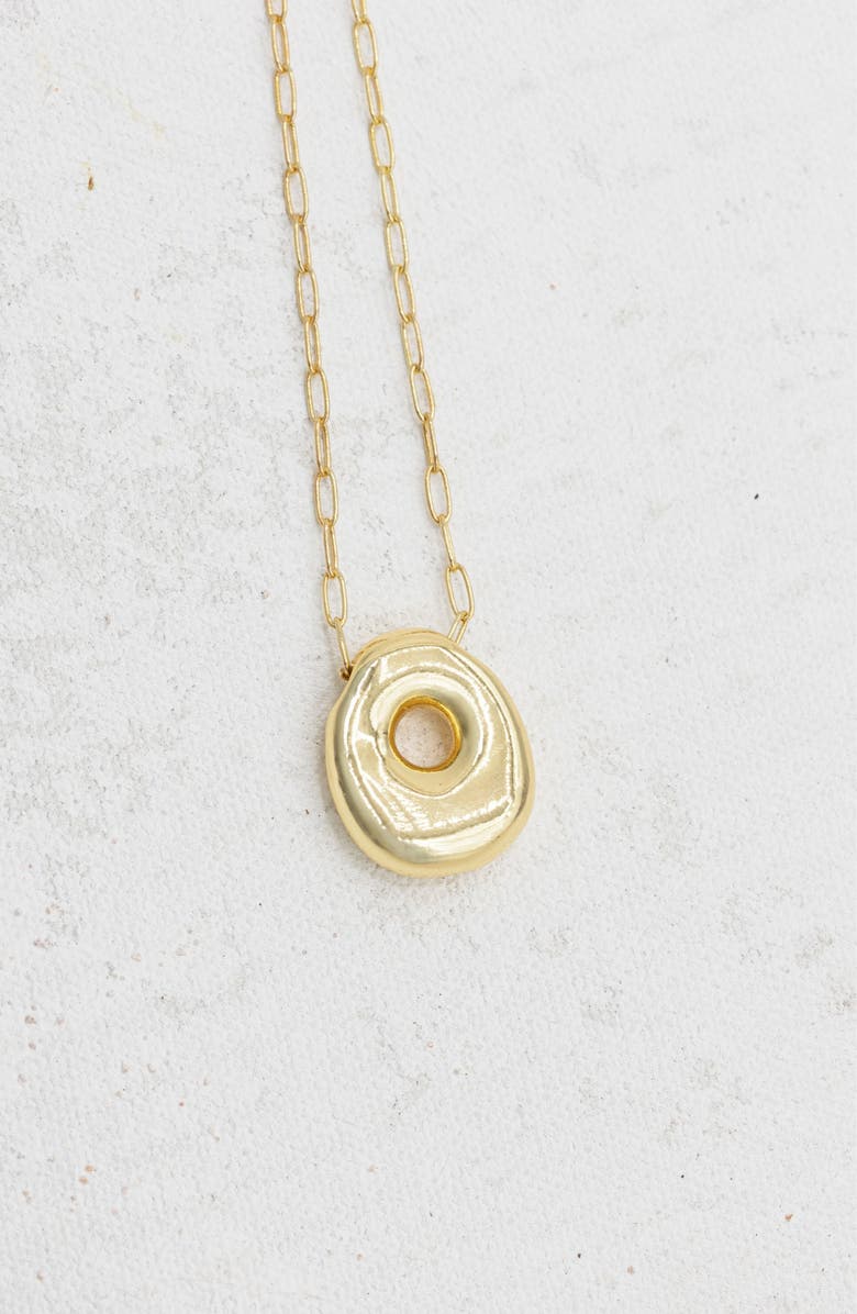 Emerson & Oliver Small Paperclip Necklace with Gold Letter Charm, Main, color, Gold - O