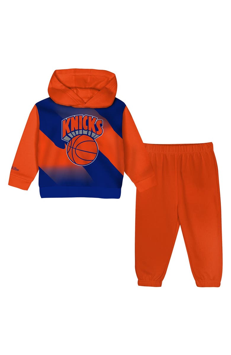 Mitchell & Ness Toddler Mitchell & Ness Royal/Orange New York Knicks Big Face Oversized Pullover Hoodie & Pants Set, Main, color, Royal