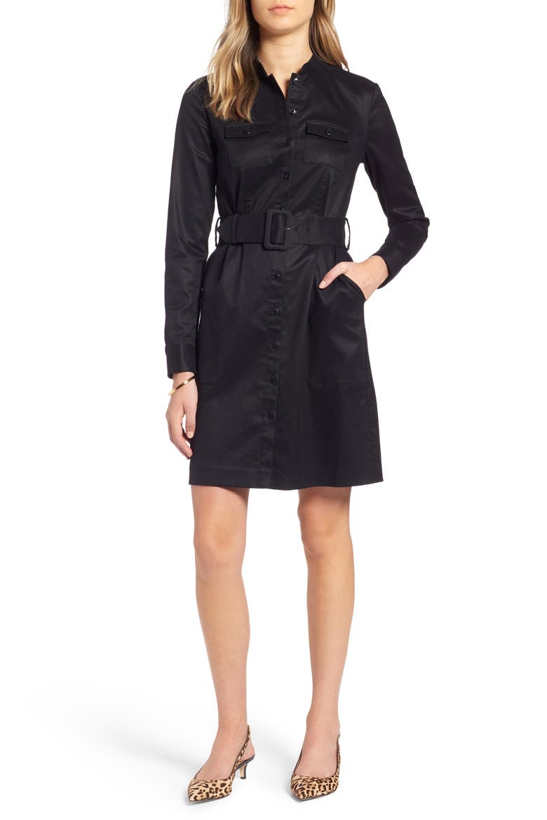 Utility Shirtdress, Main, color, BLACK
