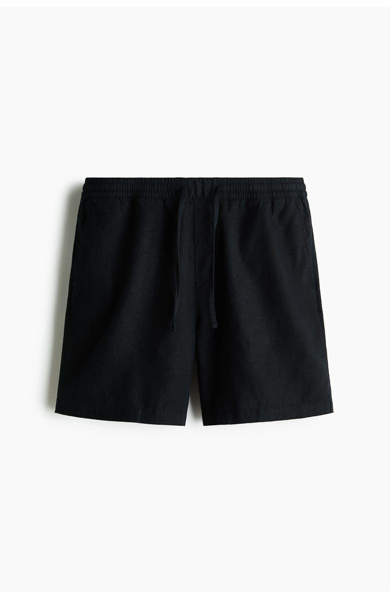 H&M Relaxed-fit linen-blend shorts, Alternate, color, Black