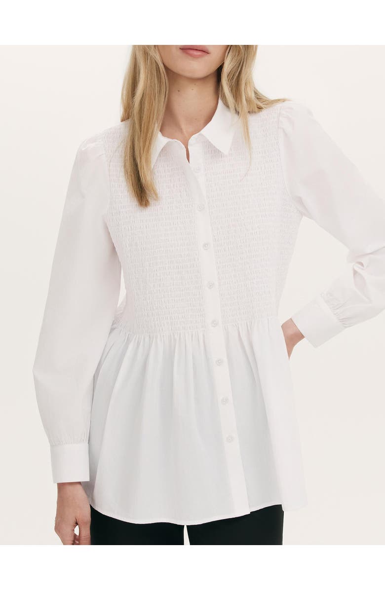 Finery London Melissa Shirred Cotton Shirt, Alternate, color, White