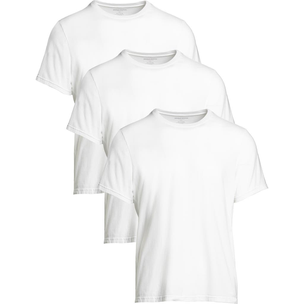 Single Stitch Cotton Modal Crew Neck T-shirt 3-pack In White