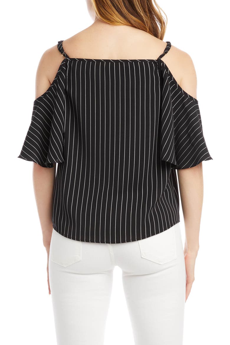 Tie Front Cold Shoulder Top, Alternate, color, STRIPE