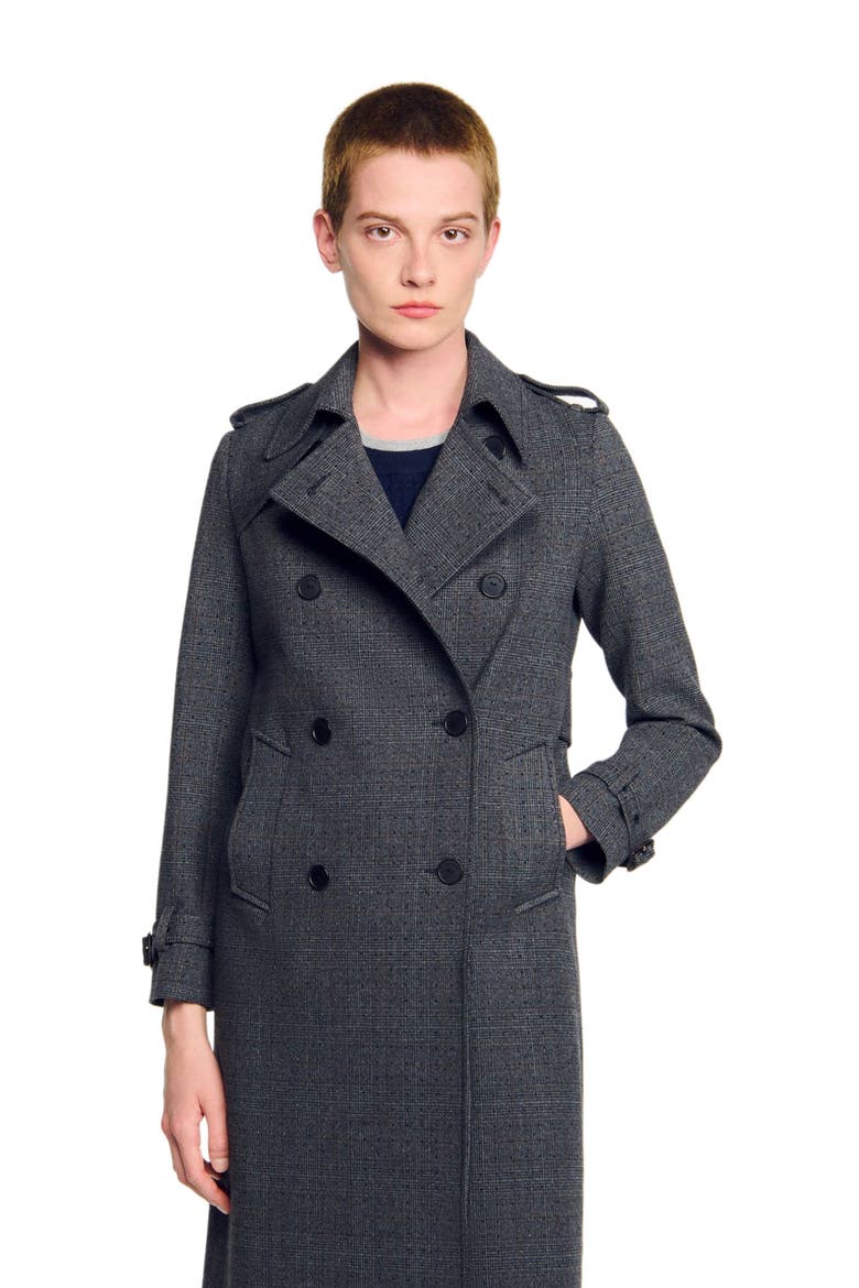 Rhinestone trench coat, Alternate, color, Grey / brown