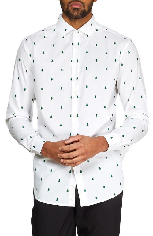 OppoSuits X-Mas Trees Long Sleeve Shirt in White 