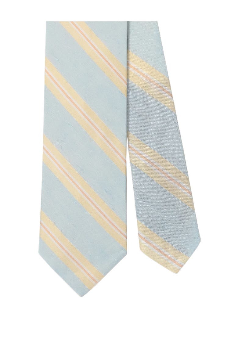 Robert Silk Linen Stripe Best of Class Necktie, Main, color, Light Blue