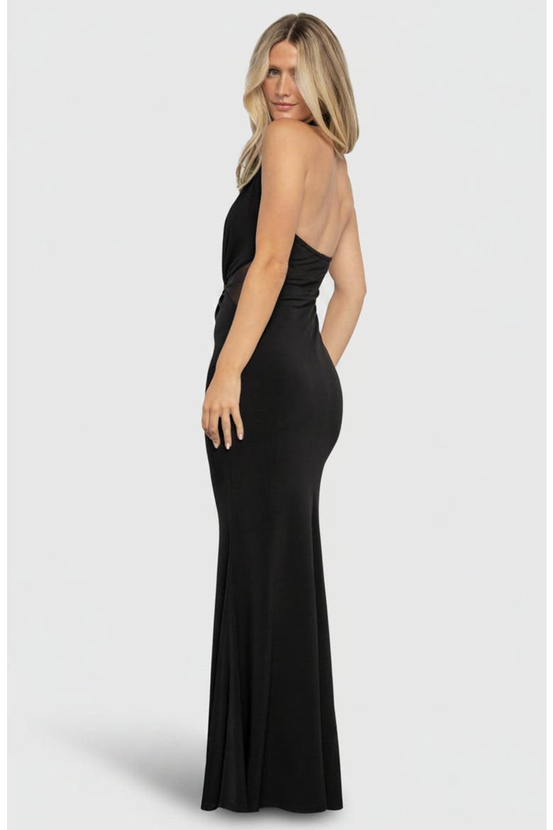 Roma Deep V Halter Gown, Alternate, color, Black