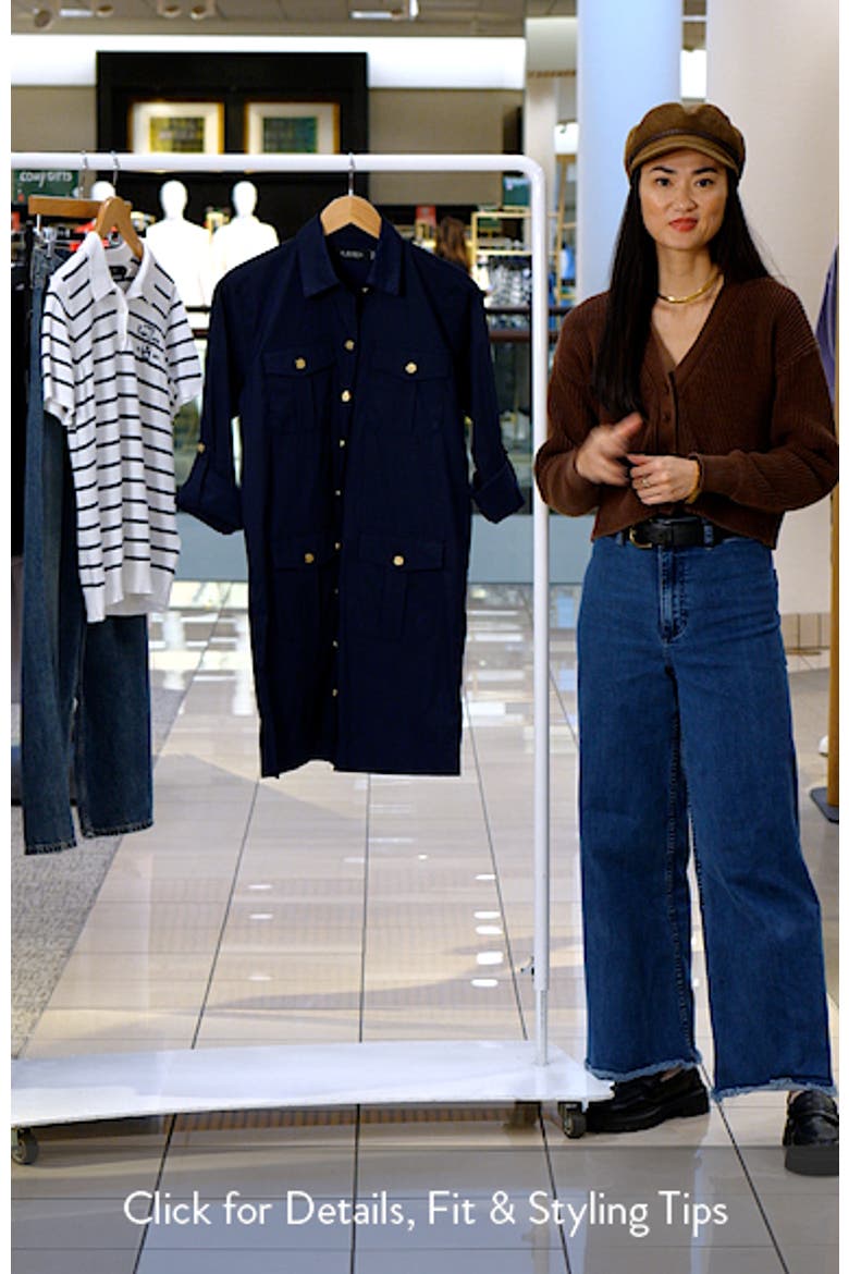 Cotton Blend Roll Tab Sleeve Shirtdress video