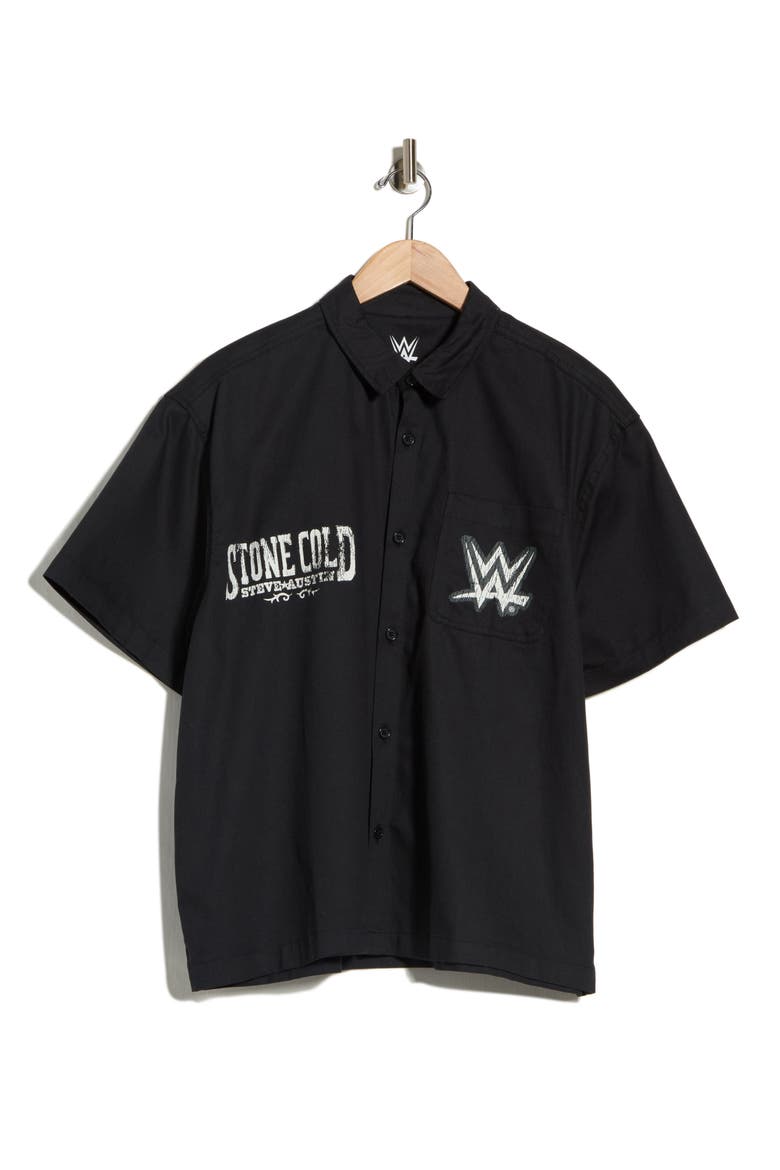 WWE Stone Cold Mechanic Shirt, Alternate, color, BLACK