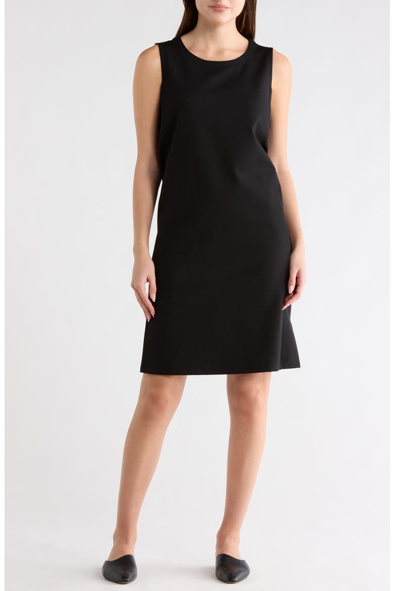 Jewel Neck Shift Dress, Main, color, BLACK